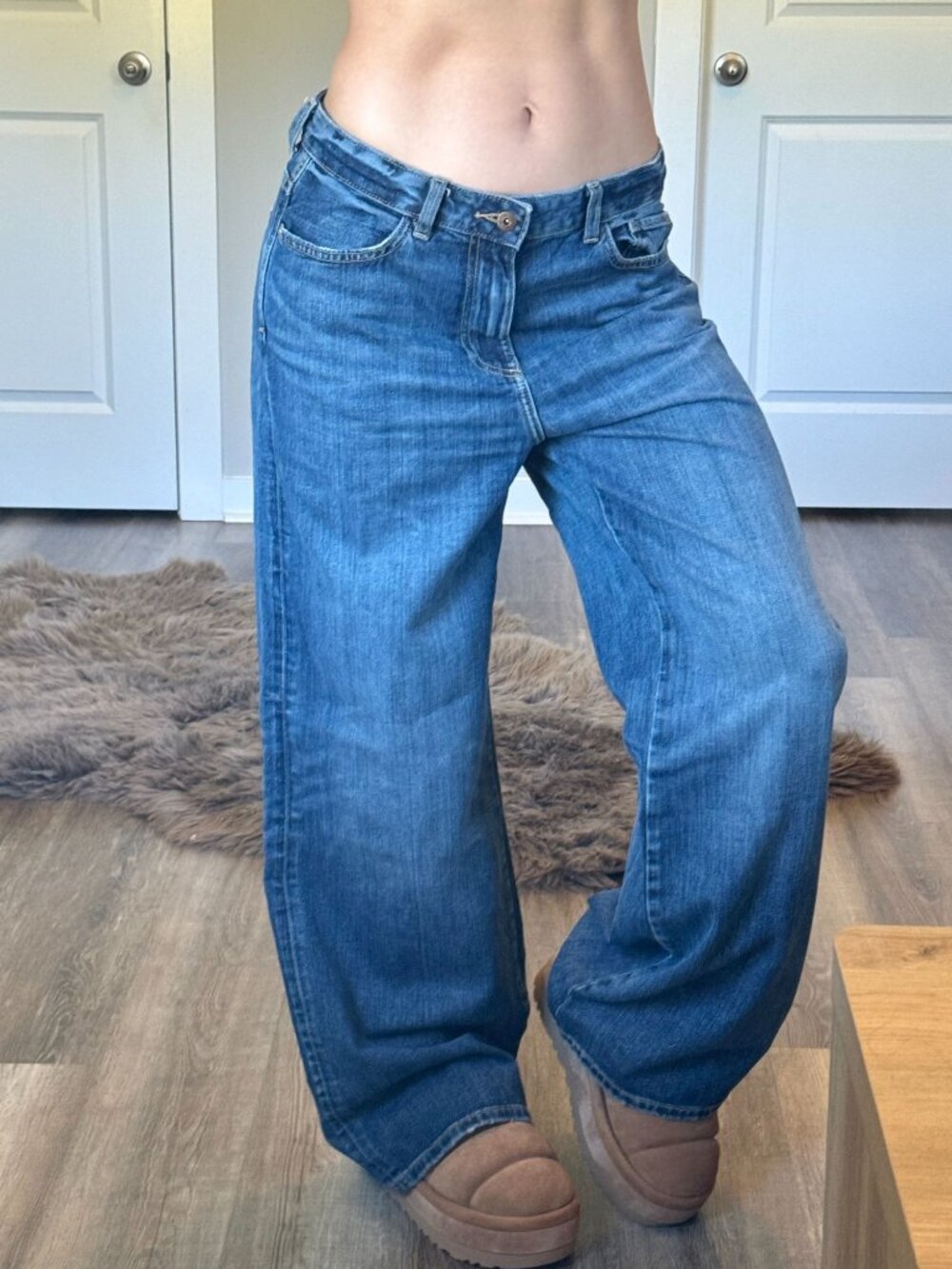 Zara Baggy Wide Leg Jeans Womens 8 Mid Rise Grunge Streetwear Preppy Skater